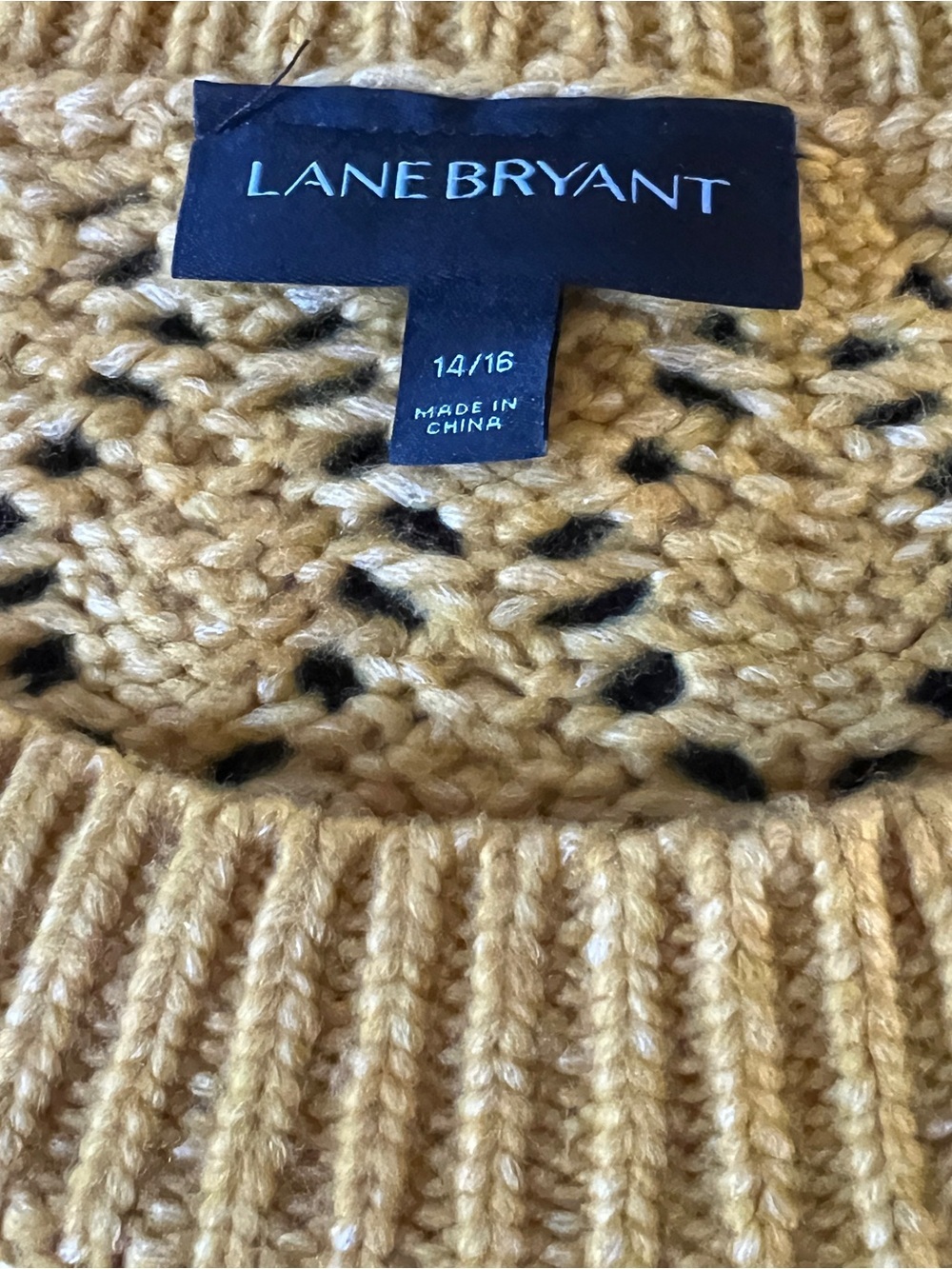 Lane Bryant 14/16 Mustard Open Knit Pointelle Long Sleeve Sweater - Picture 6 of 10